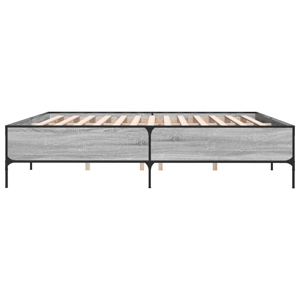 Sengeramme grå sonoma 200x200 cm konstruert tre og metall