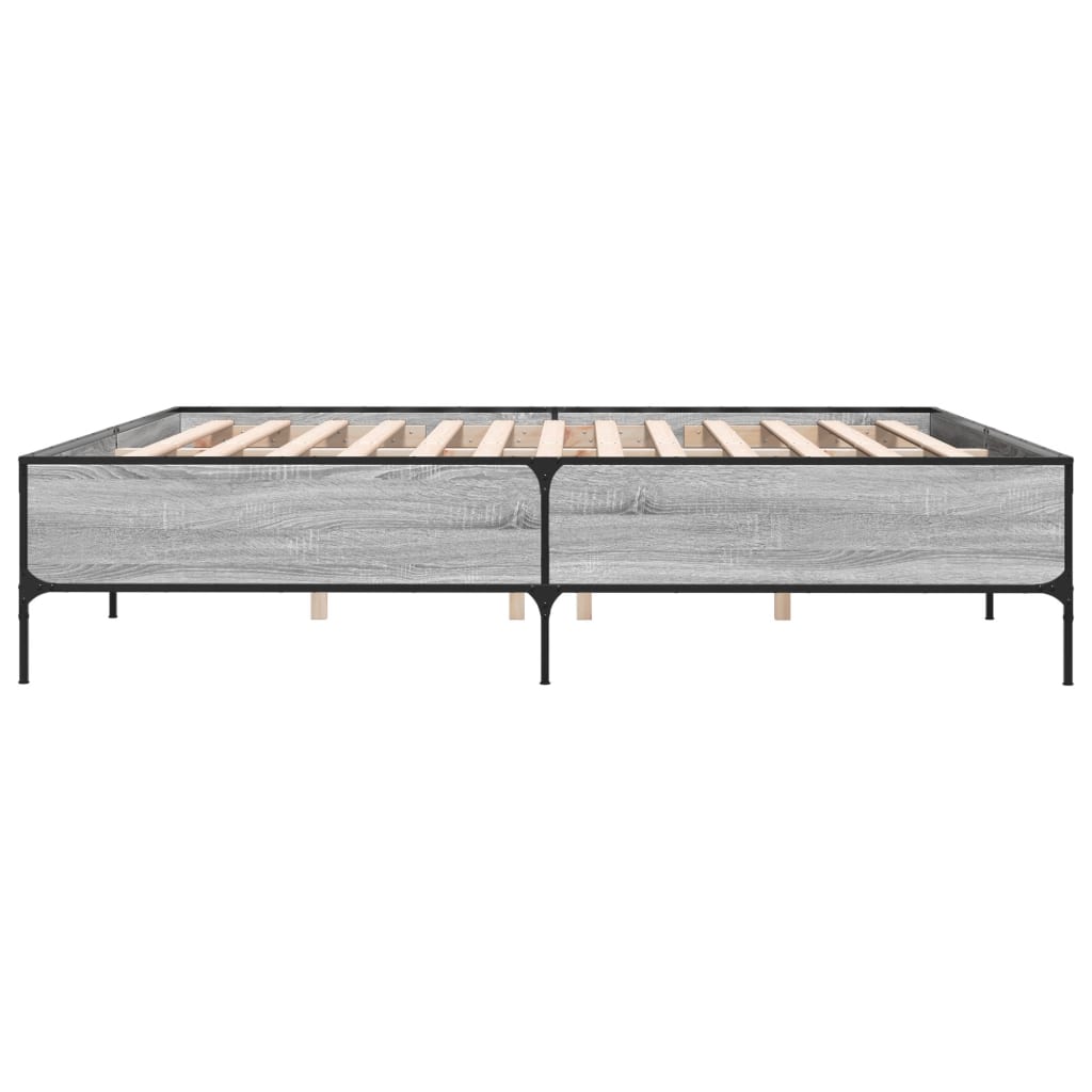 Sengeramme grå sonoma 180x200 cm konstruert tre og metall