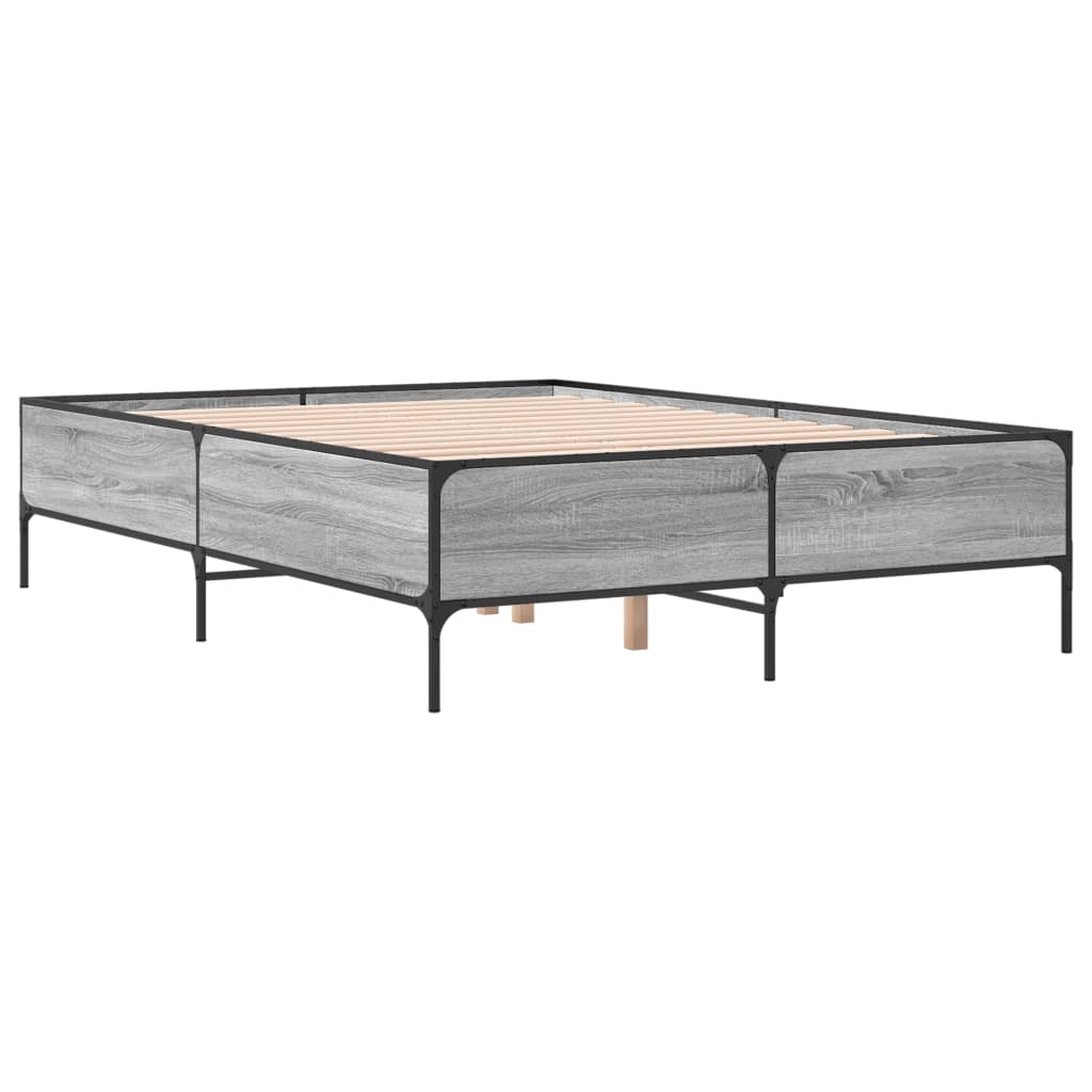 Sengeramme grå sonoma 140x190 cm konstruert tre og metall
