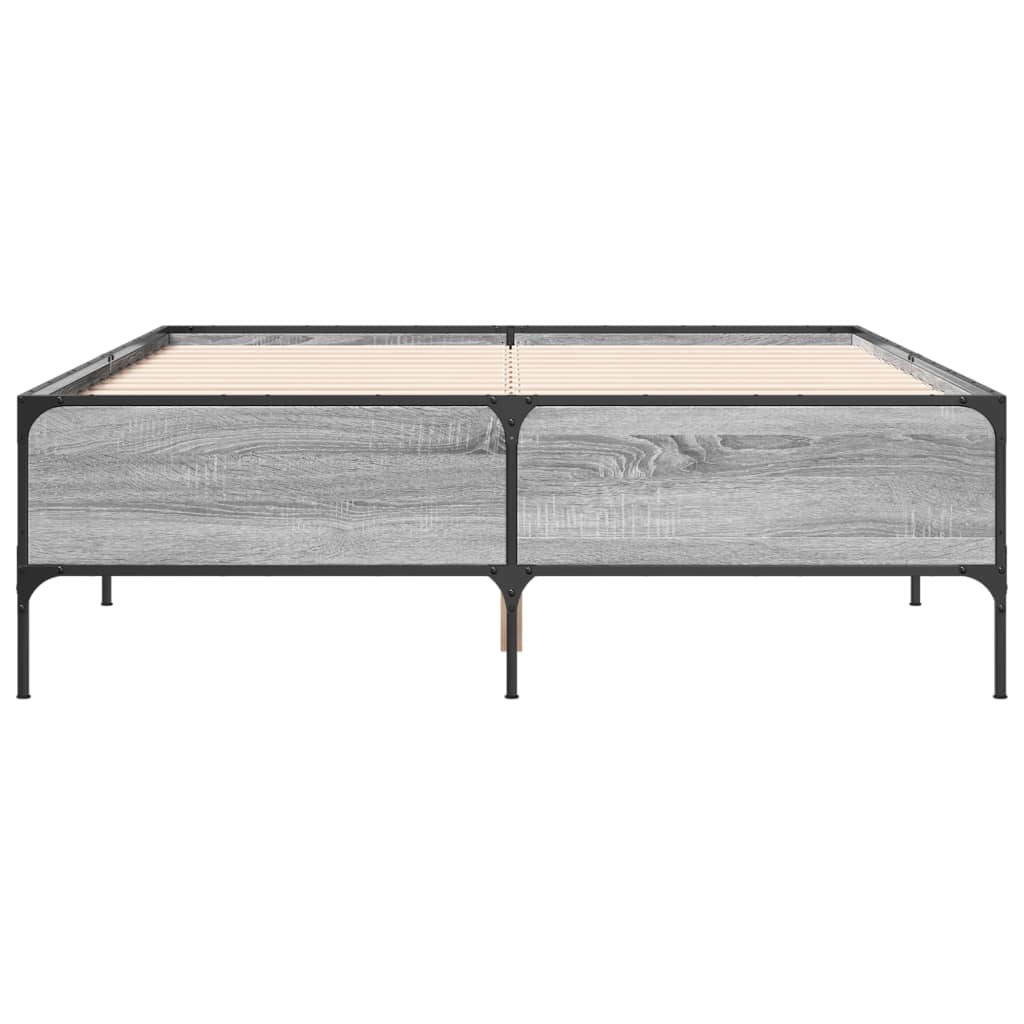 Sengeramme grå sonoma 140x190 cm konstruert tre og metall