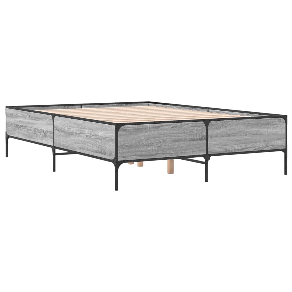 Sengeramme grå sonoma 140x190 cm konstruert tre og metall