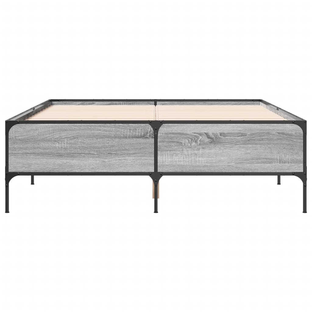 Sengeramme grå sonoma 135x190 cm konstruert tre og metall