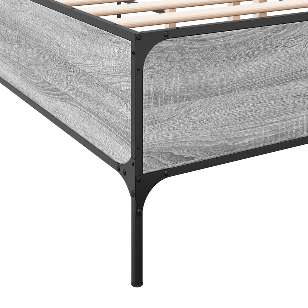 Sengeramme grå sonoma 135x190 cm konstruert tre og metall