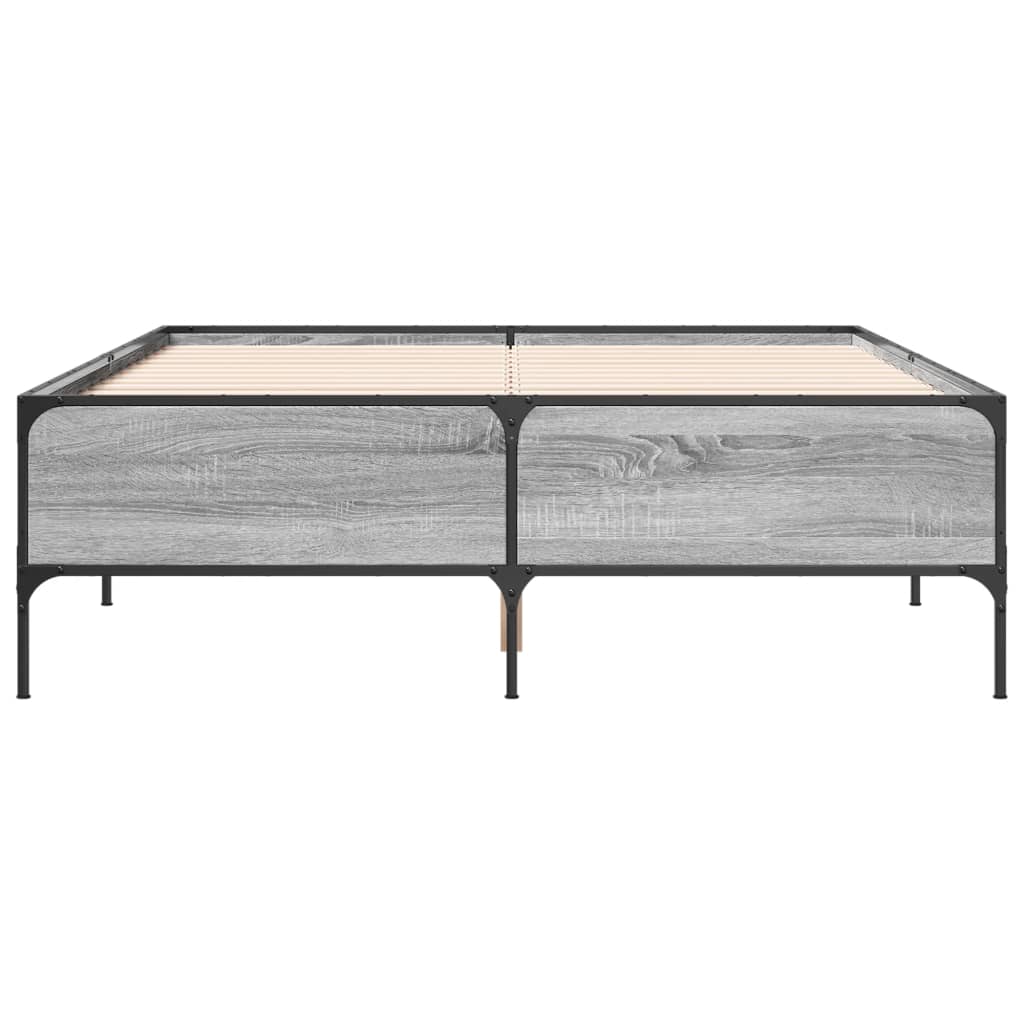 Sengeramme grå sonoma 120x190 cm konstruert tre og metall