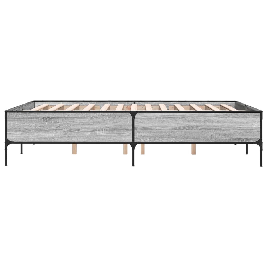 Sengeramme grå sonoma 120x190 cm konstruert tre og metall