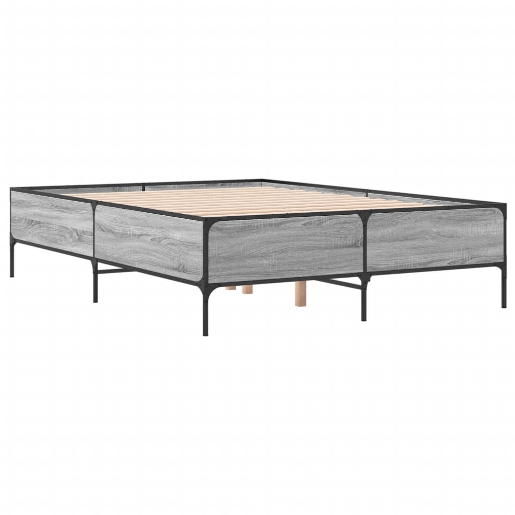 Sengeramme grå sonoma 120x190 cm konstruert tre og metall