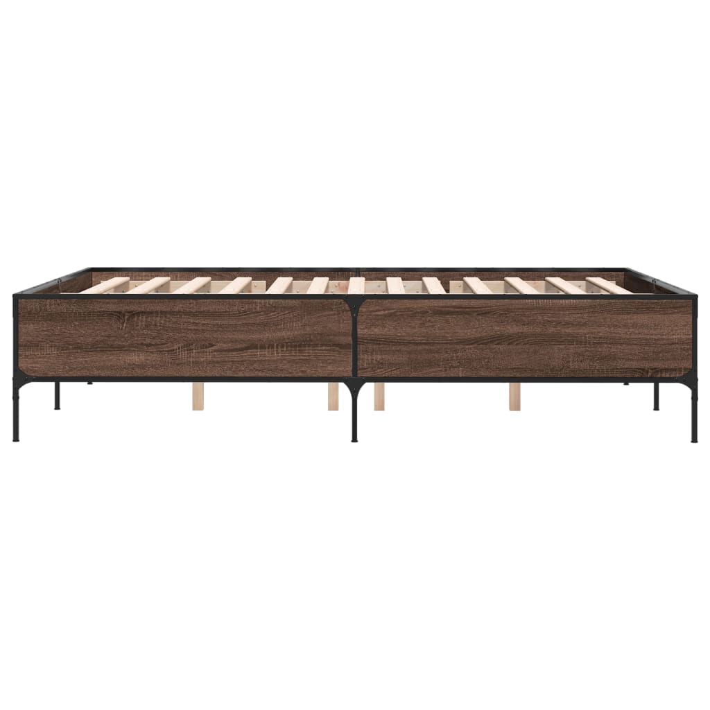 Sengeramme brun eik 120x190 cm konstruert tre og metall