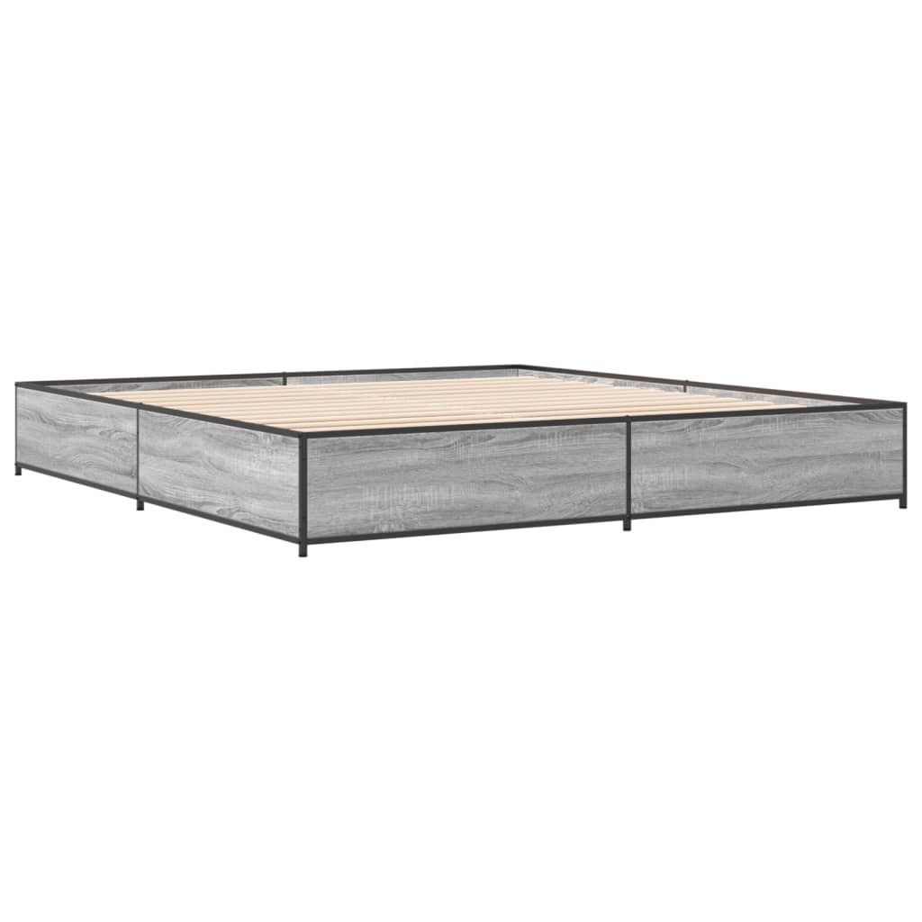 Sengeramme grå sonoma 200x200 cm konstruert tre og metall
