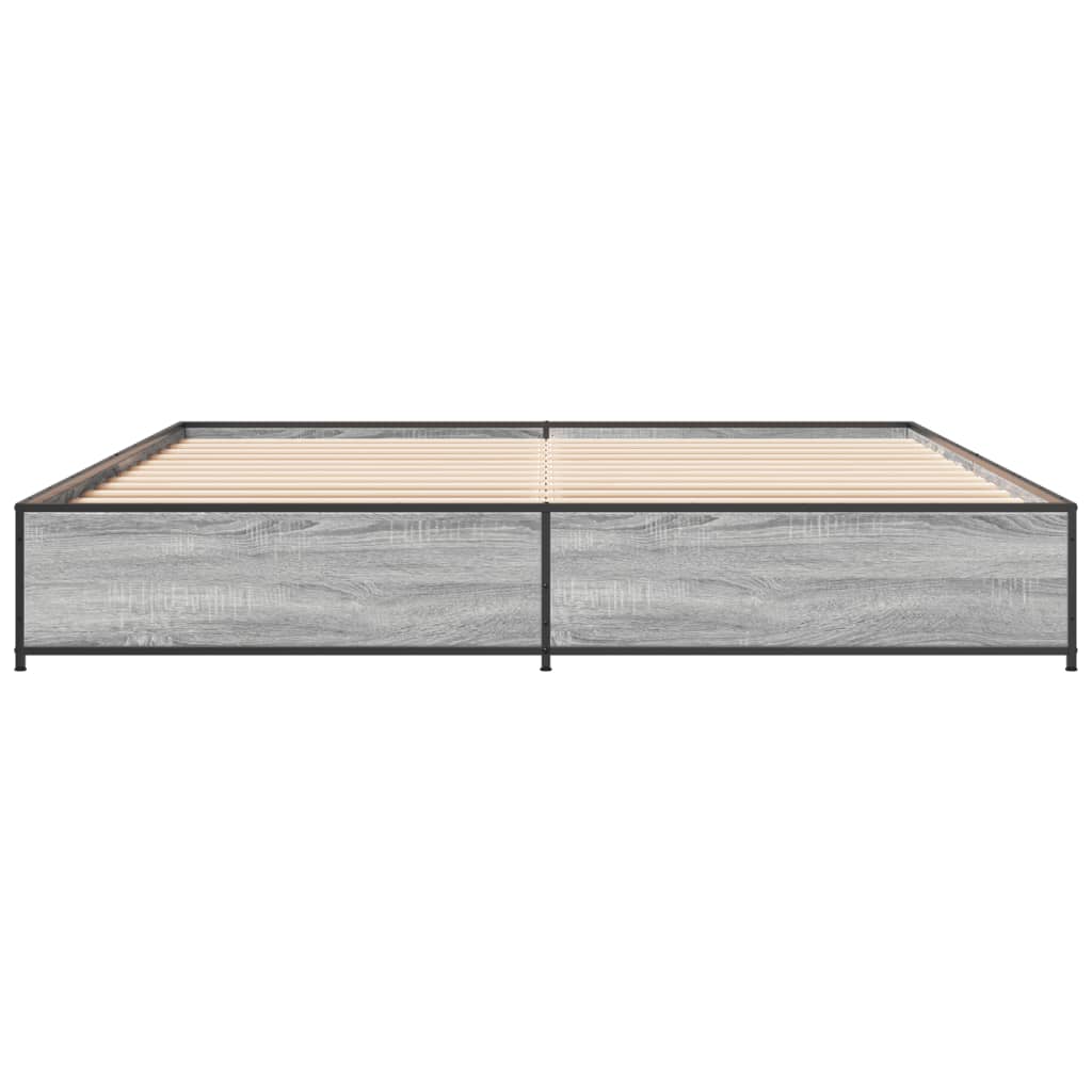 Sengeramme grå sonoma 200x200 cm konstruert tre og metall