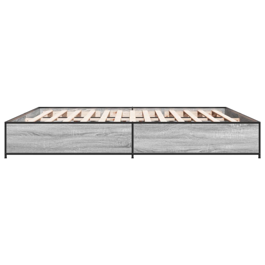 Sengeramme grå sonoma 200x200 cm konstruert tre og metall