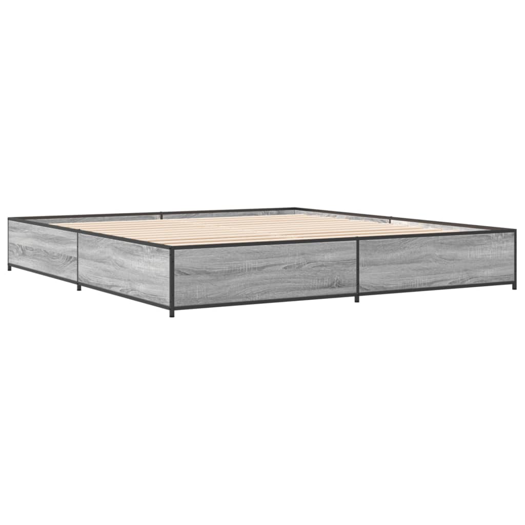 Sengeramme grå sonoma 200x200 cm konstruert tre og metall