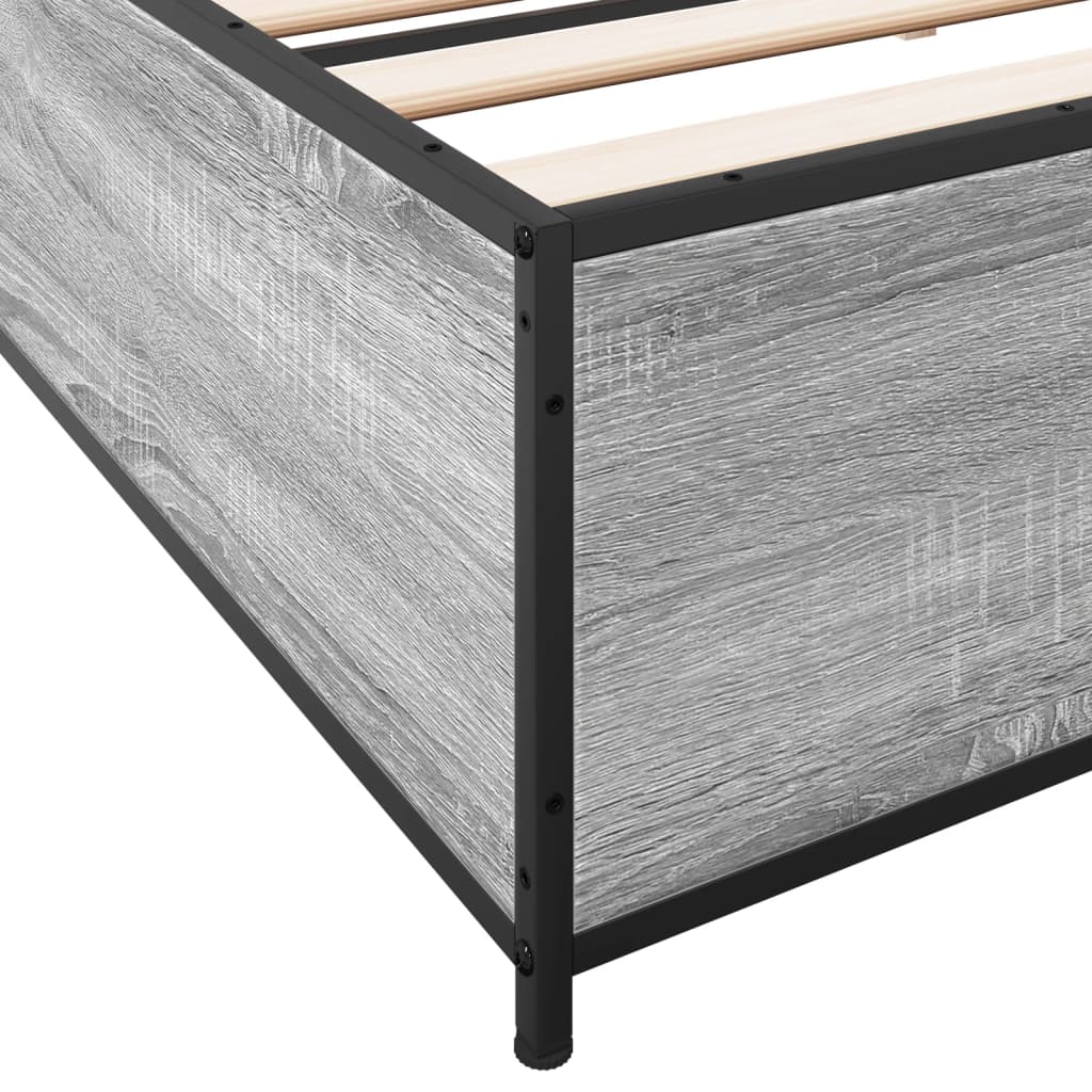 Sengeramme grå sonoma 200x200 cm konstruert tre og metall