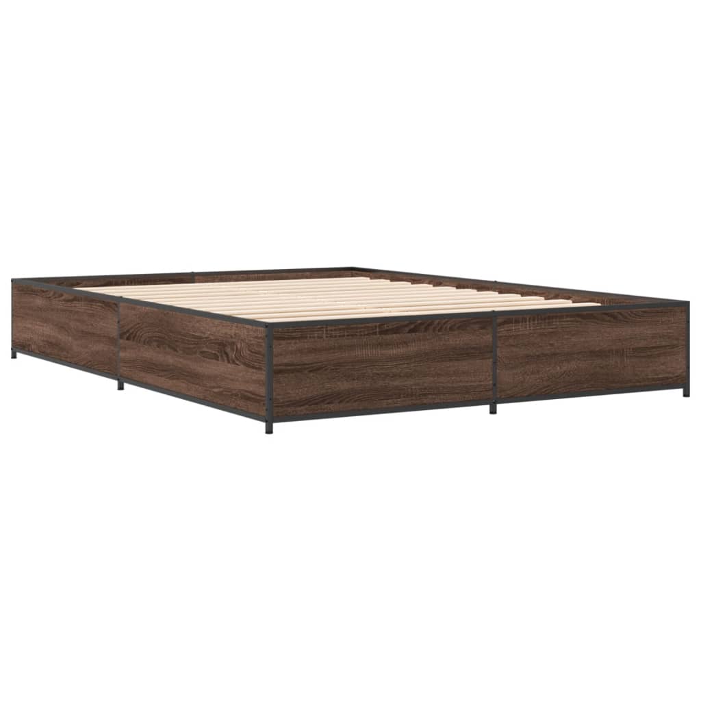 Sengeramme brun eik 120x200 cm konstruert tre og metall