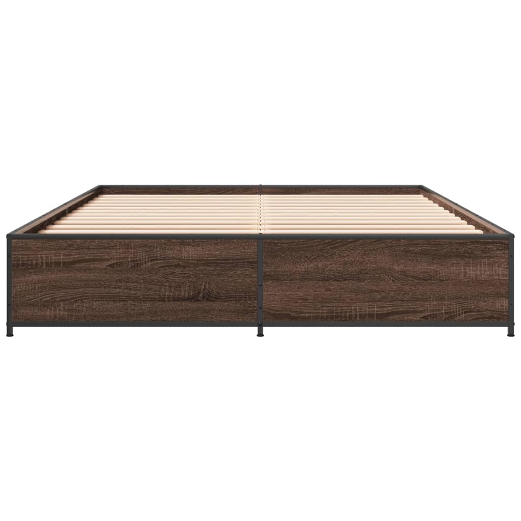 Sengeramme brun eik 120x200 cm konstruert tre og metall