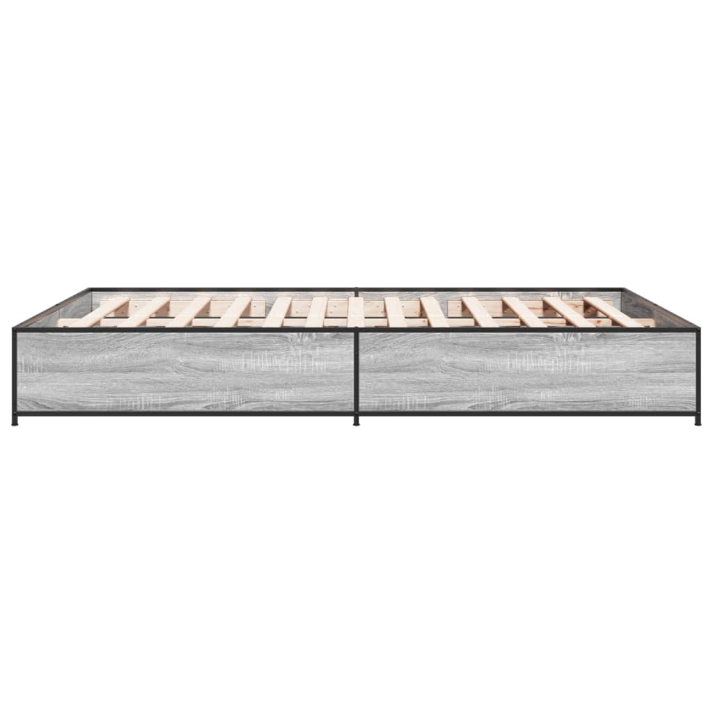 Sengeramme grå sonoma 135x190 cm konstruert tre og metall