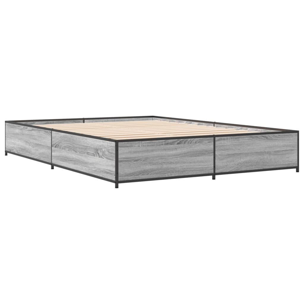 Sengeramme grå sonoma 135x190 cm konstruert tre og metall