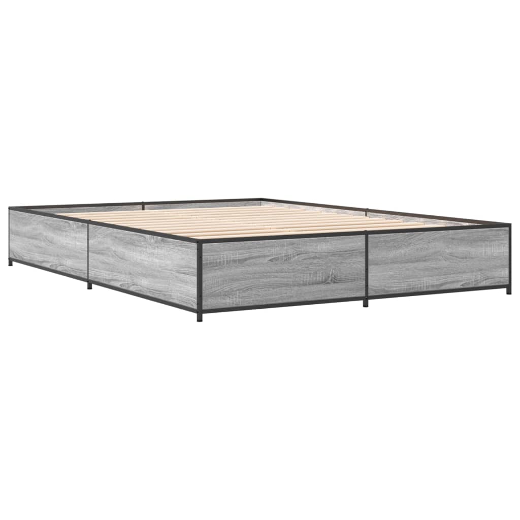 Sengeramme grå sonoma 120x190 cm konstruert tre og metall