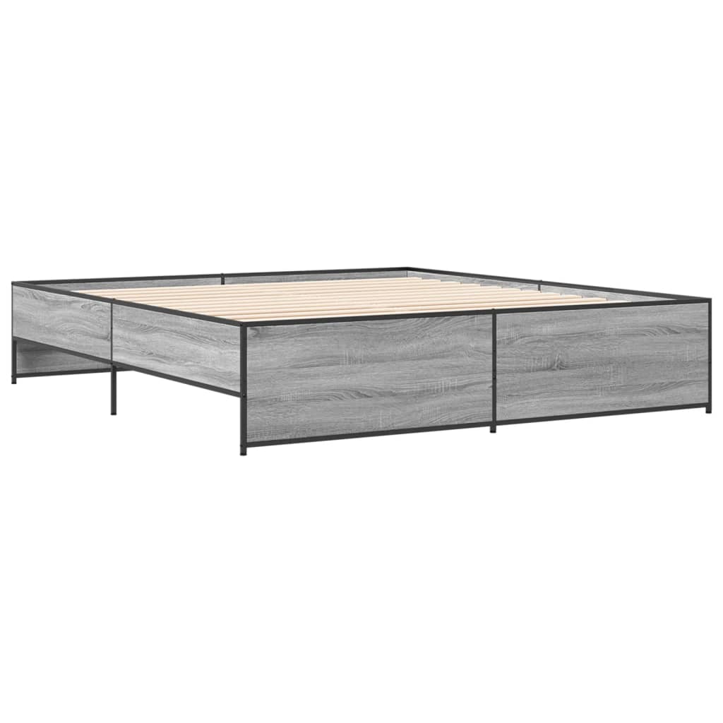 Sengeramme grå sonoma 200x200 cm konstruert tre og metall