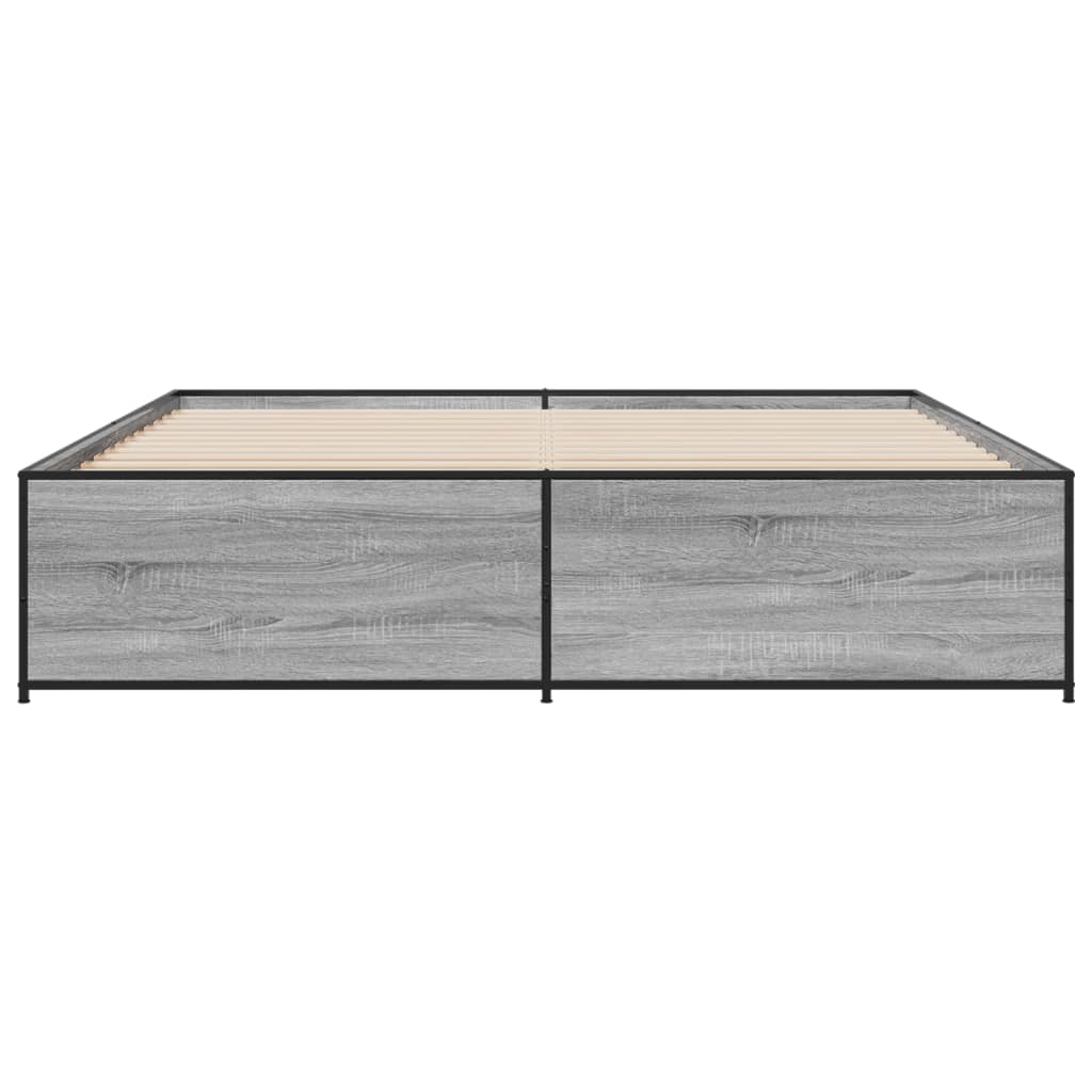 Sengeramme grå sonoma 200x200 cm konstruert tre og metall