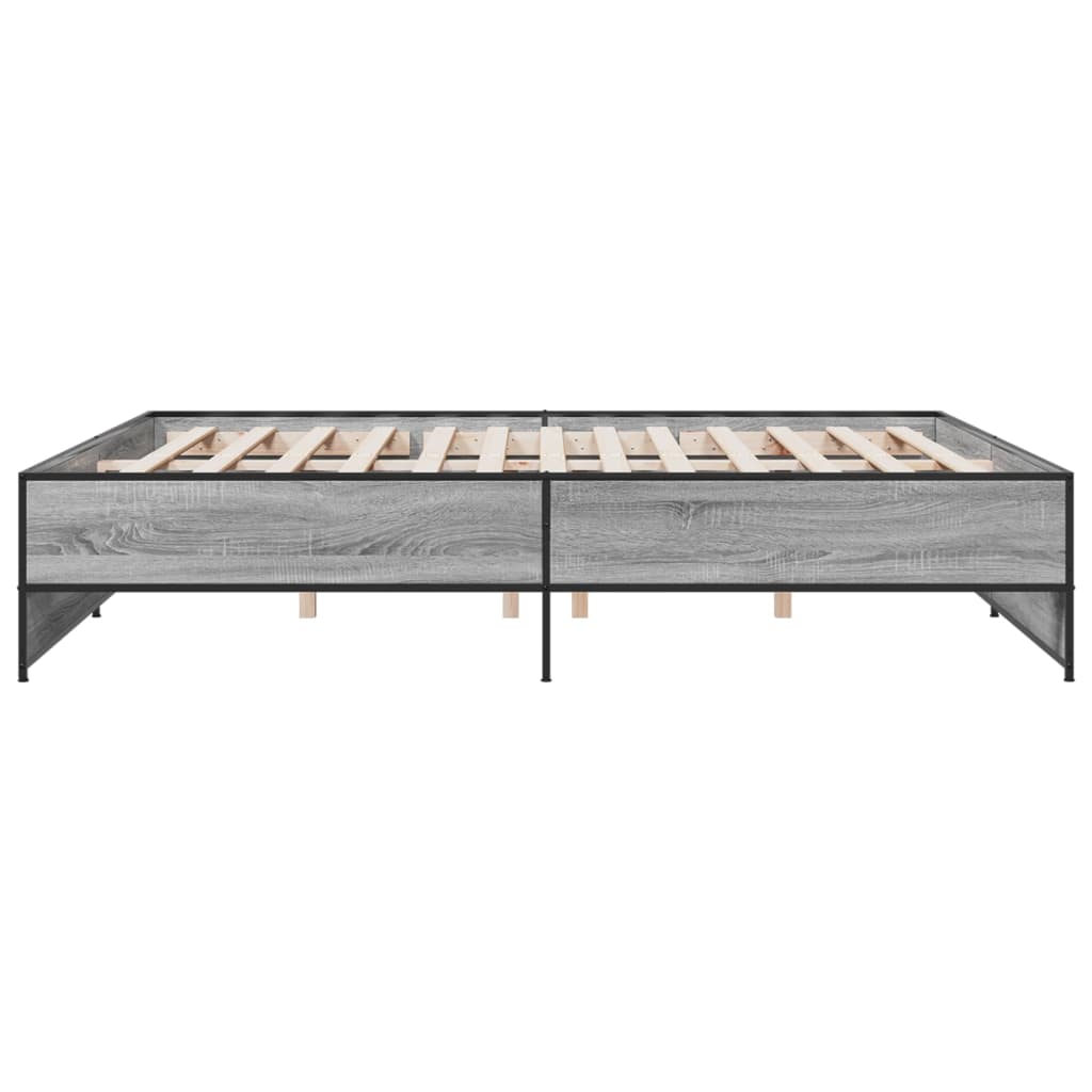 Sengeramme grå sonoma 200x200 cm konstruert tre og metall