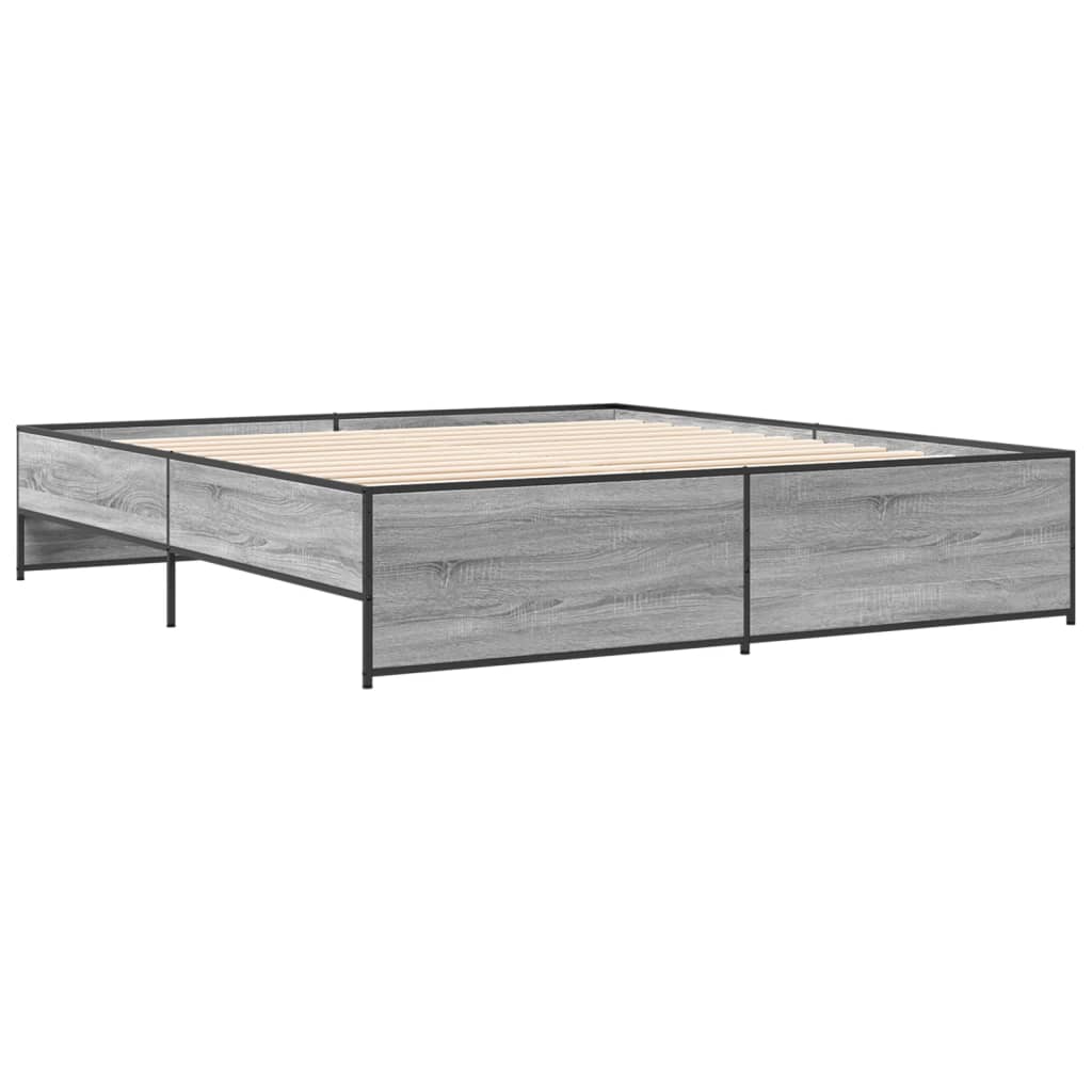 Sengeramme grå sonoma 200x200 cm konstruert tre og metall