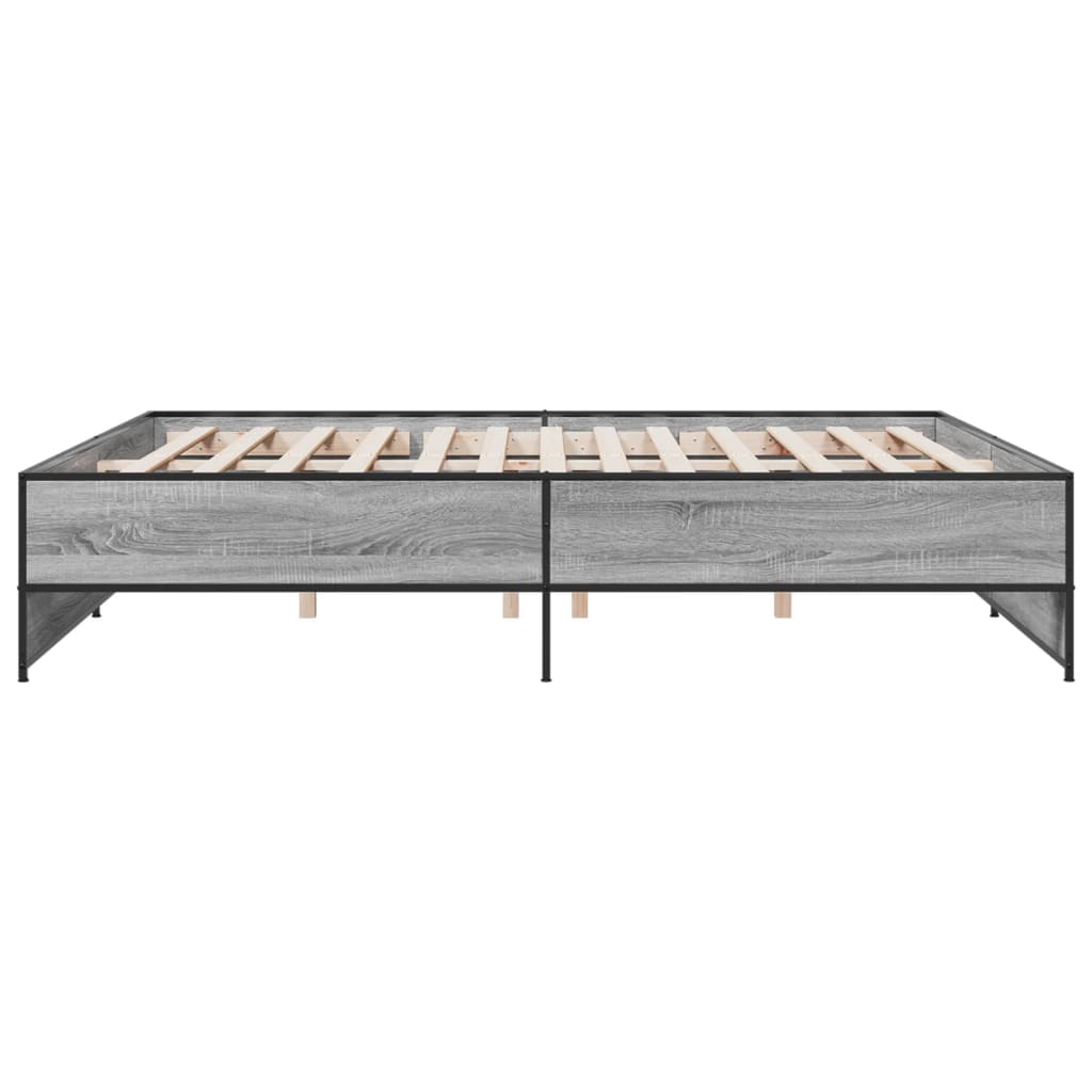 Sengeramme grå sonoma 180x200 cm konstruert tre og metall