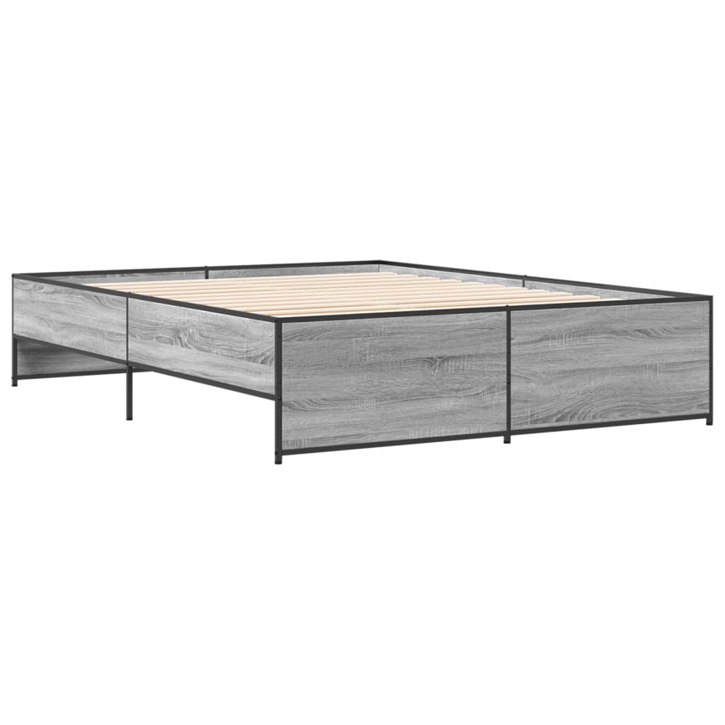 Sengeramme grå sonoma 150x200 cm konstruert tre og metall
