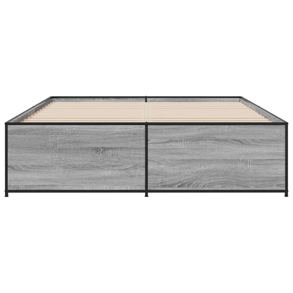 Sengeramme grå sonoma 150x200 cm konstruert tre og metall