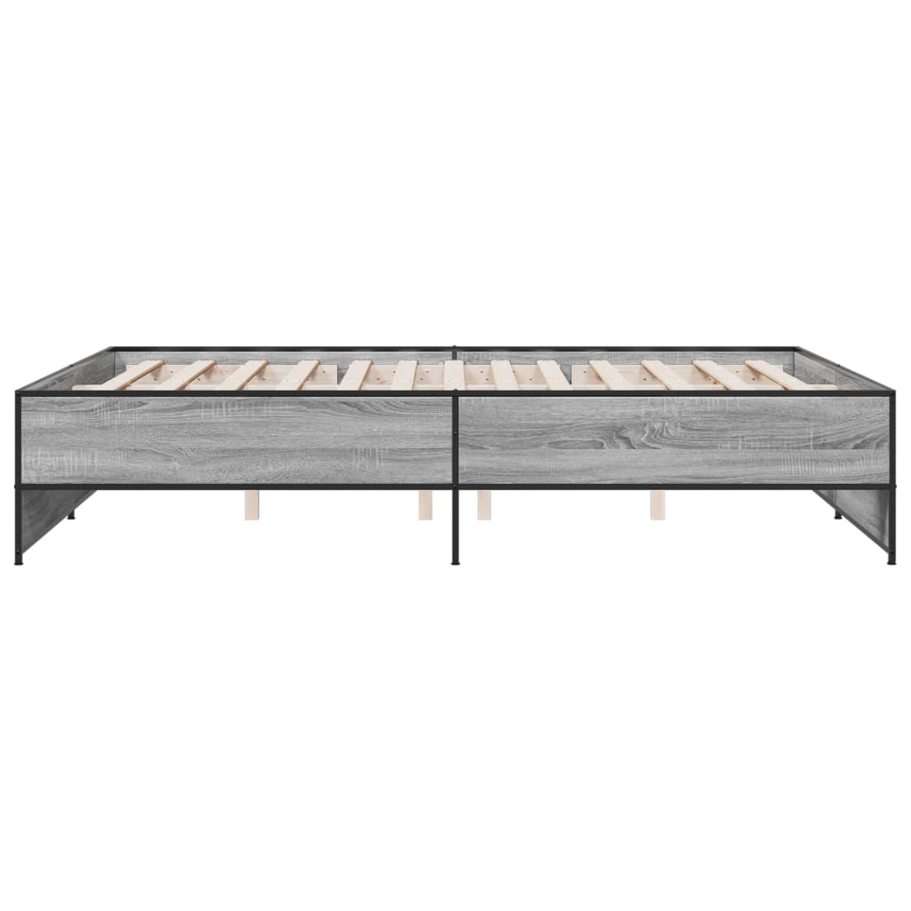 Sengeramme grå sonoma 150x200 cm konstruert tre og metall