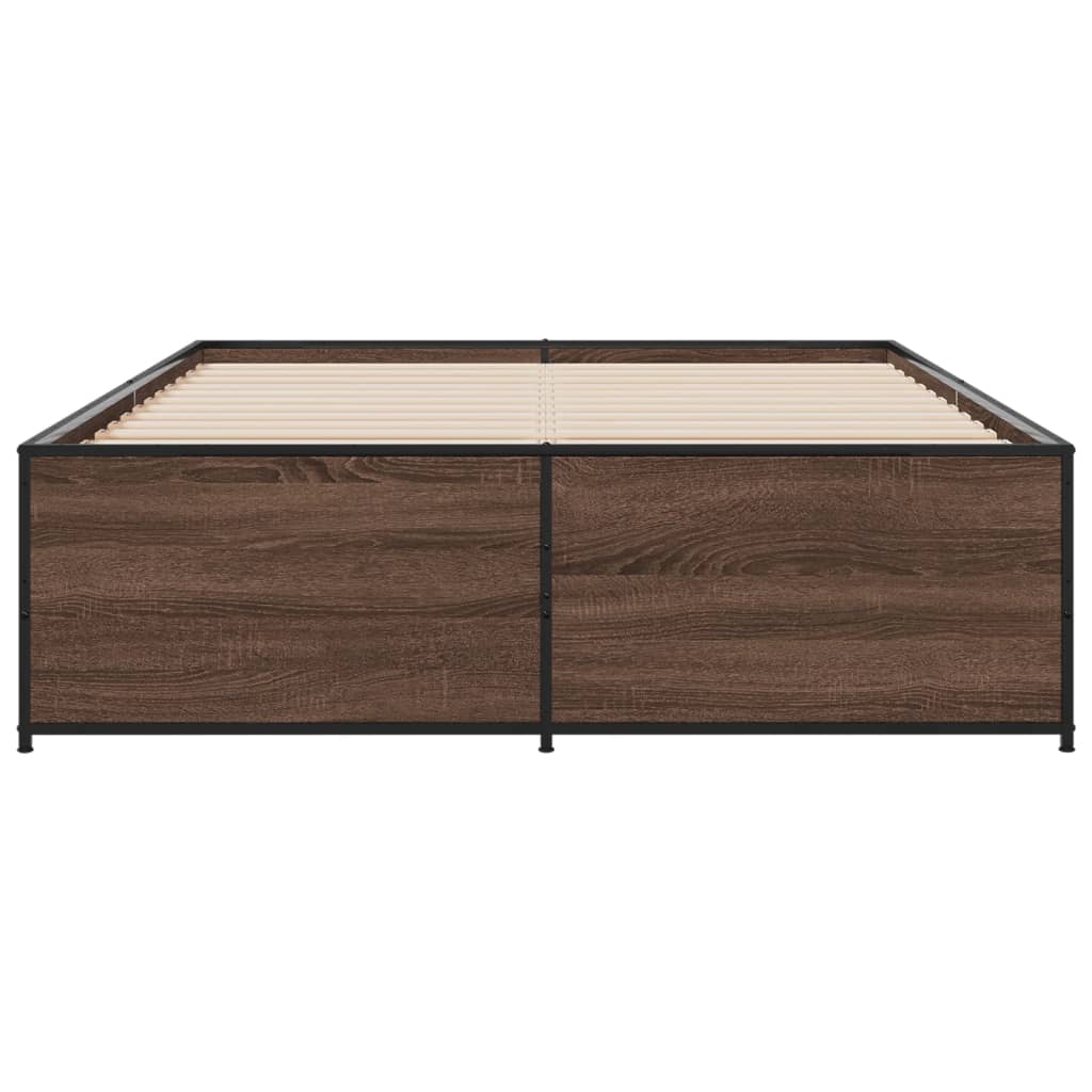 Sengeramme brun eik 120x200 cm konstruert tre og metall