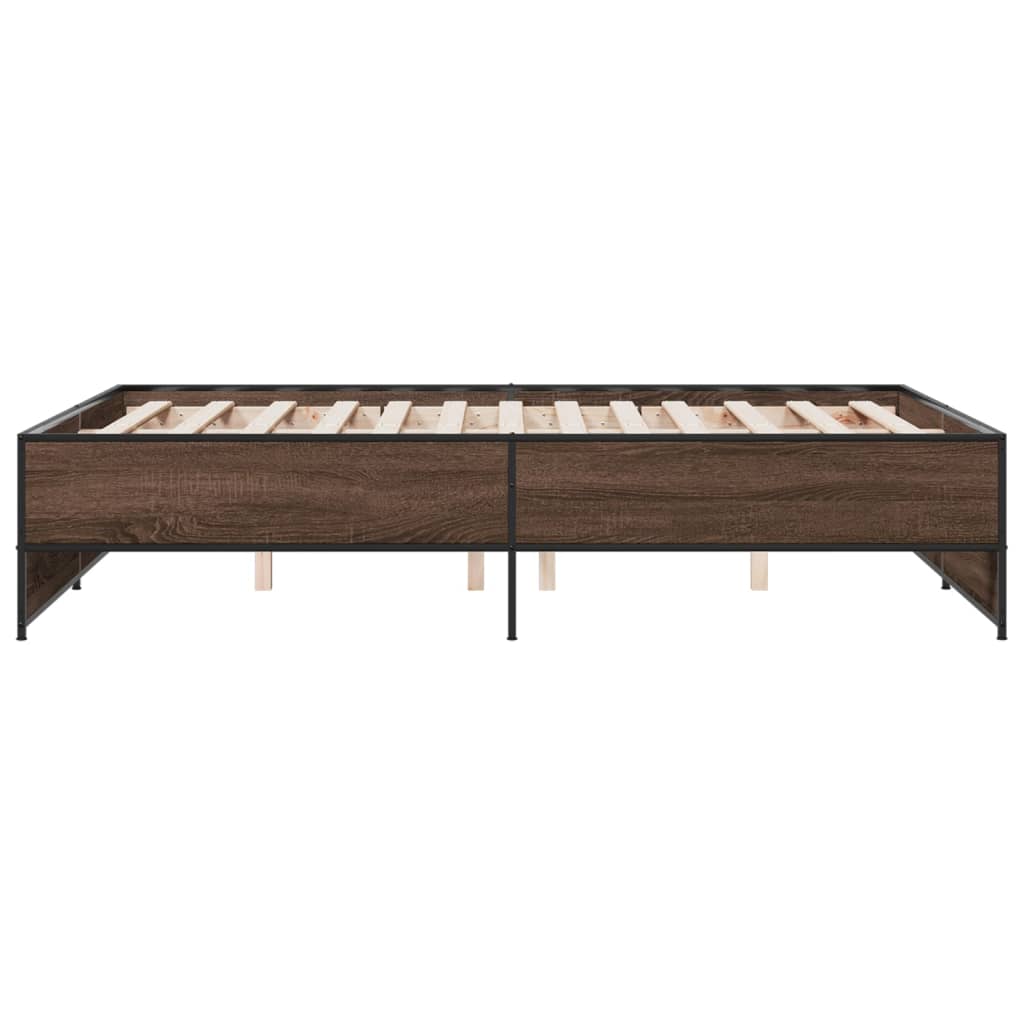Sengeramme brun eik 120x200 cm konstruert tre og metall