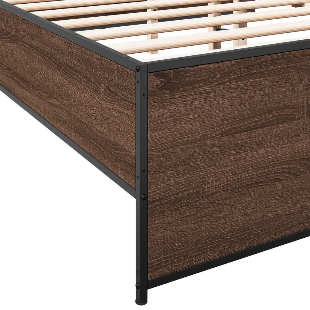 Sengeramme brun eik 120x200 cm konstruert tre og metall