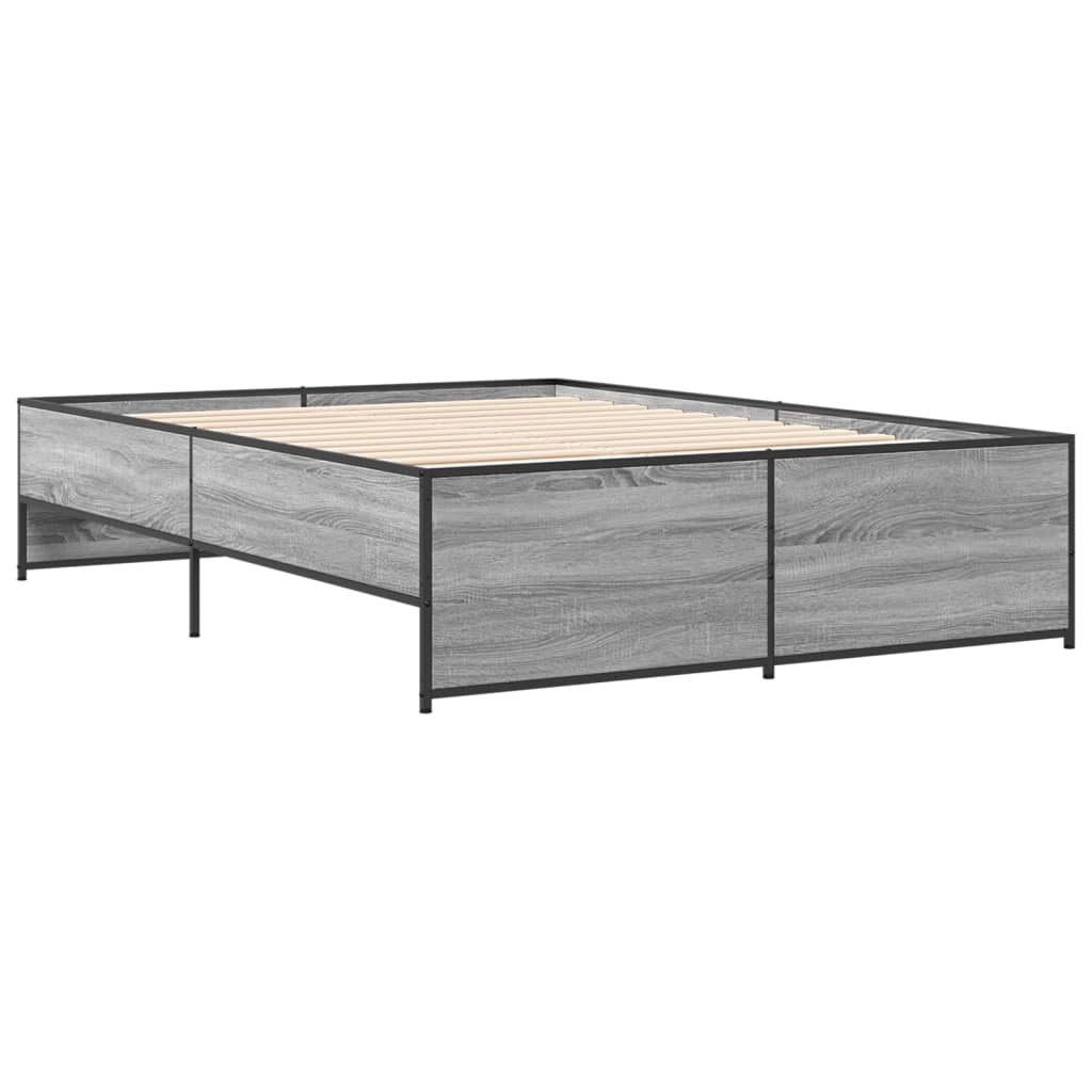 Sengeramme grå sonoma 140x190 cm konstruert tre og metall