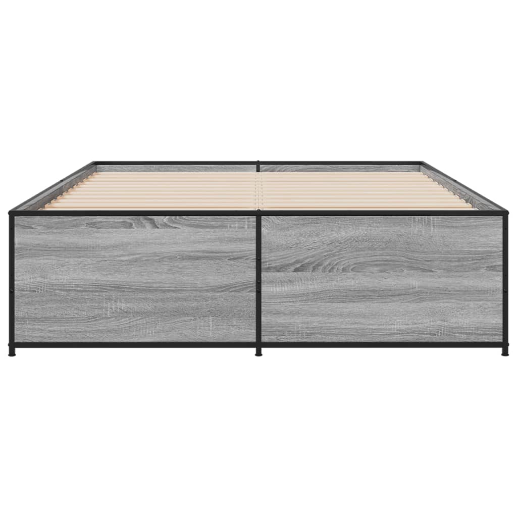 Sengeramme grå sonoma 140x190 cm konstruert tre og metall
