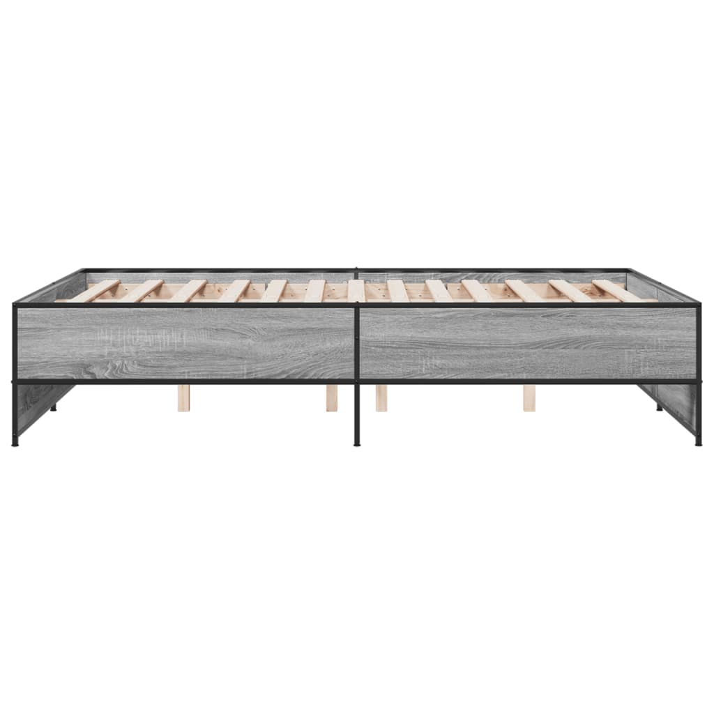 Sengeramme grå sonoma 140x190 cm konstruert tre og metall