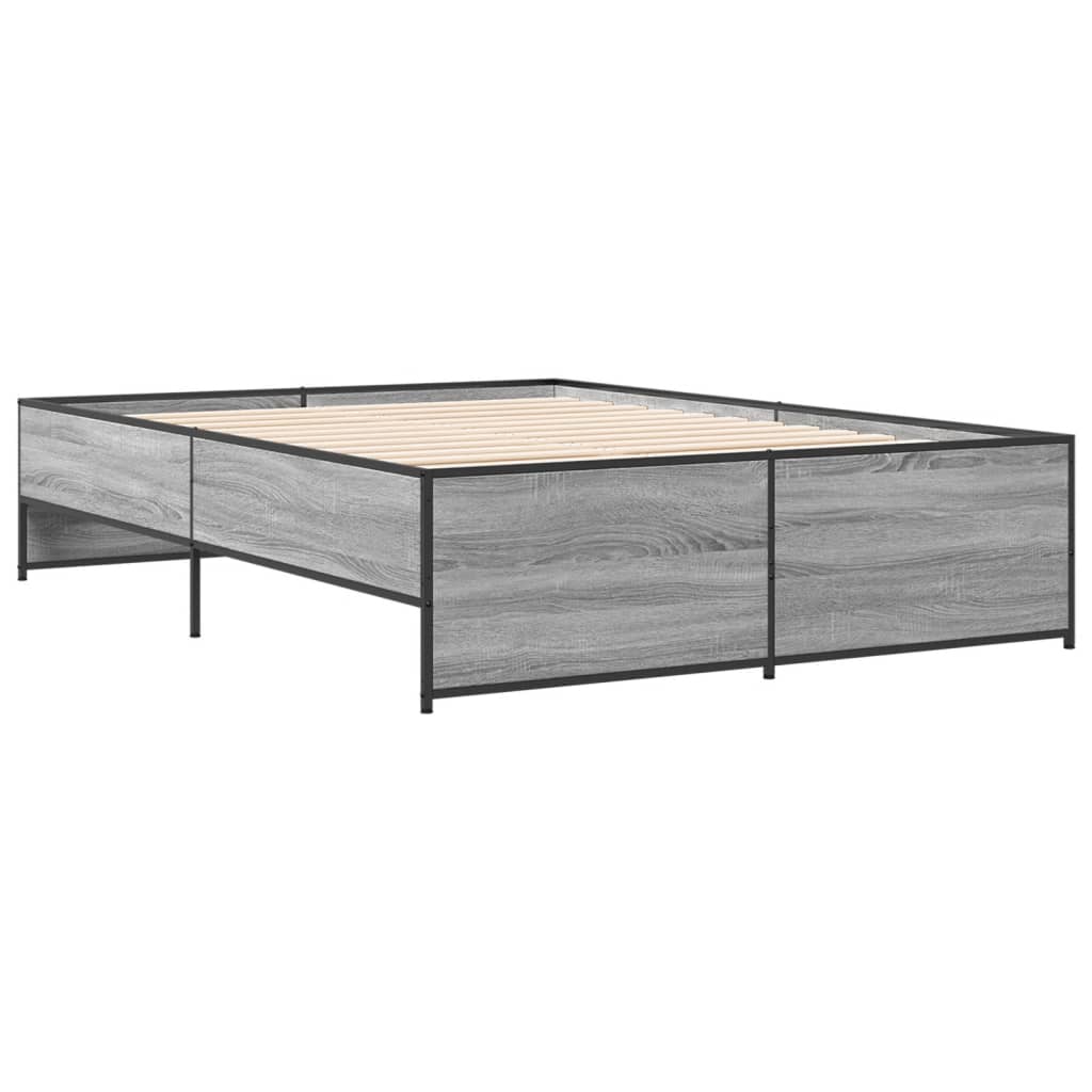 Sengeramme grå sonoma 140x190 cm konstruert tre og metall
