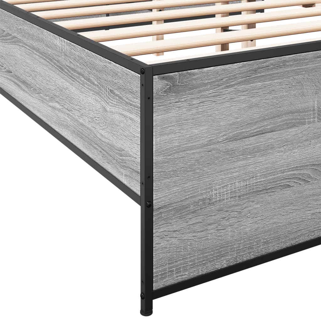 Sengeramme grå sonoma 140x190 cm konstruert tre og metall