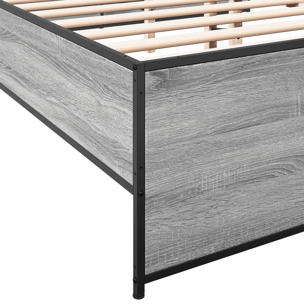 Sengeramme grå sonoma 120x190 cm konstruert tre og metall