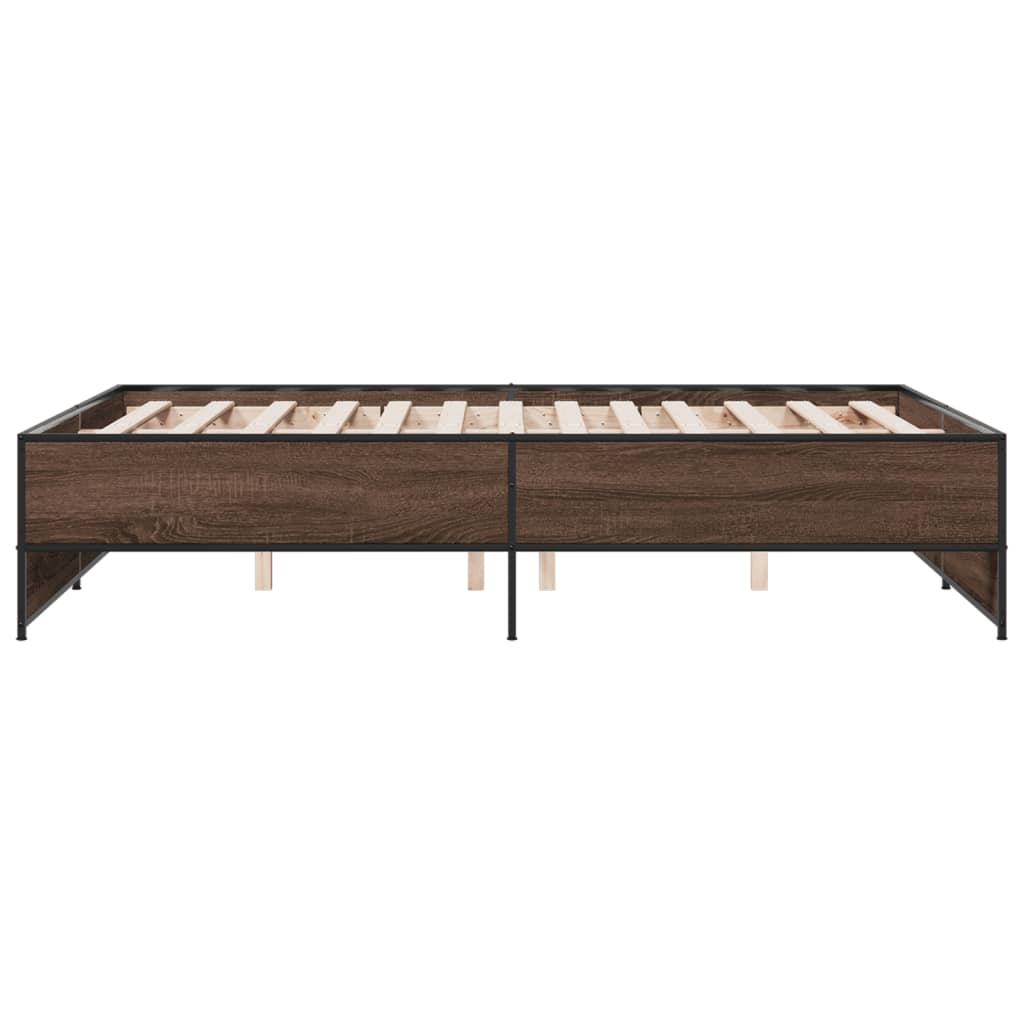 Sengeramme brun eik 120x190 cm konstruert tre og metall