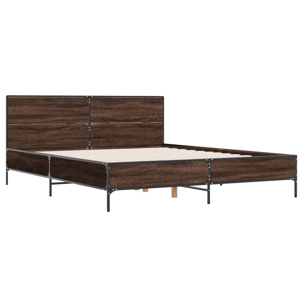 Sengeramme brun eik 120x200 cm konstruert tre og metall