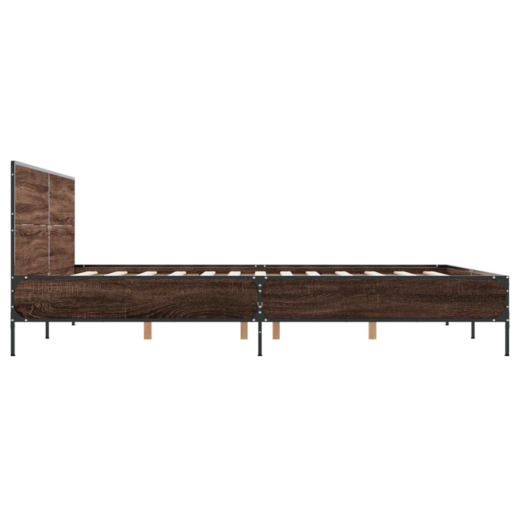 Sengeramme brun eik 120x200 cm konstruert tre og metall