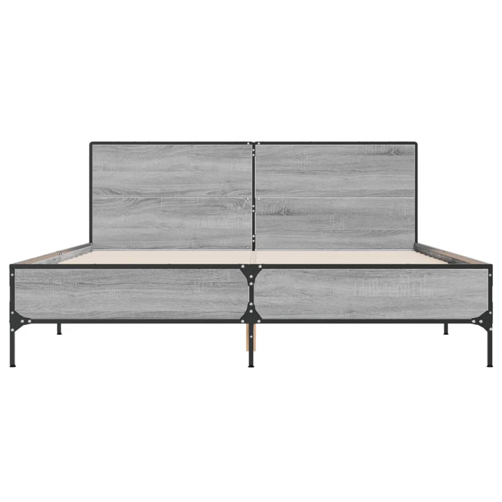 Sengeramme grå sonoma 150x200 cm konstruert tre og metall
