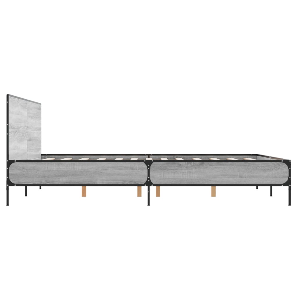 Sengeramme grå sonoma 150x200 cm konstruert tre og metall