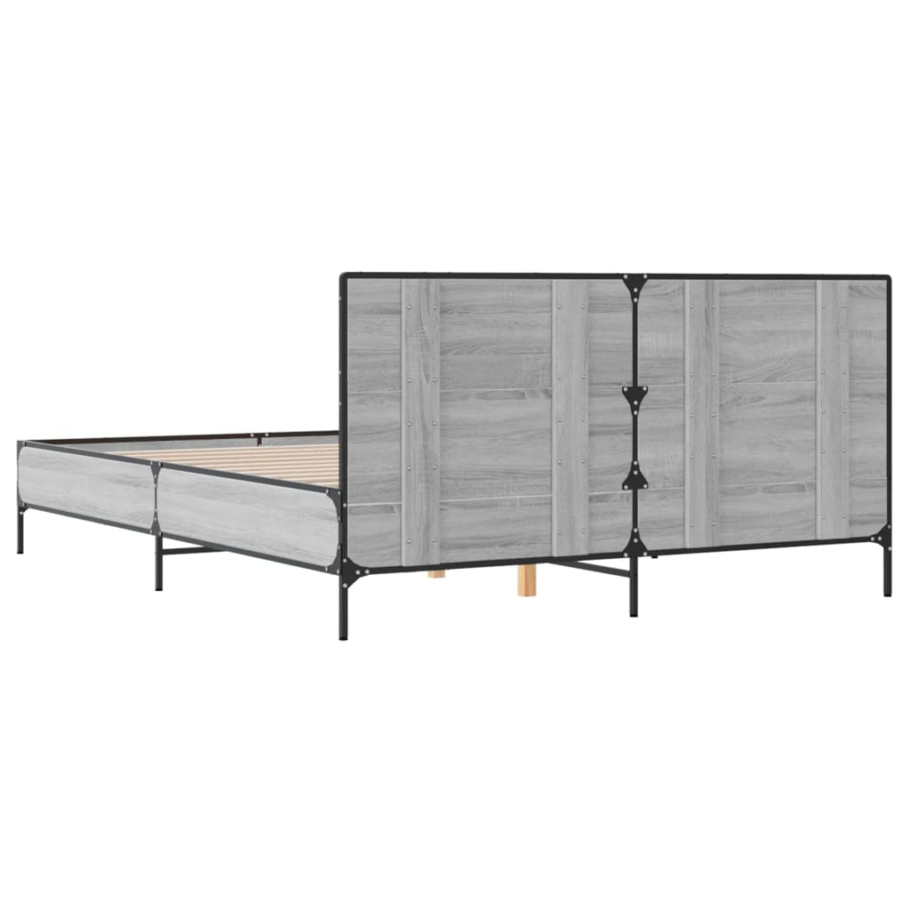 Sengeramme grå sonoma 150x200 cm konstruert tre og metall