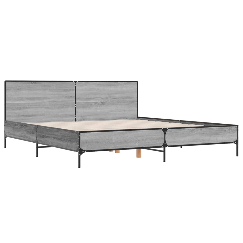 Sengeramme grå sonoma 180x200 cm konstruert tre og metall