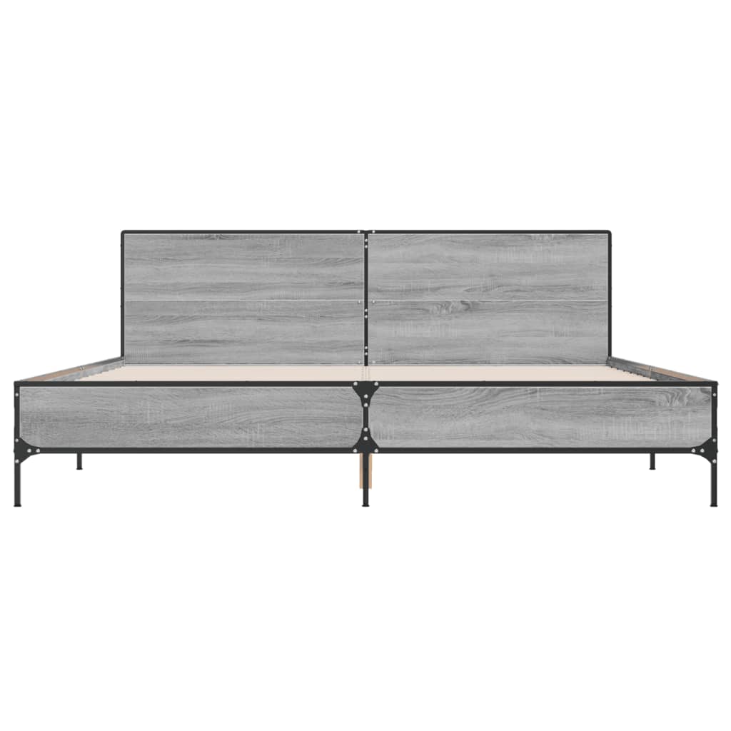 Sengeramme grå sonoma 180x200 cm konstruert tre og metall