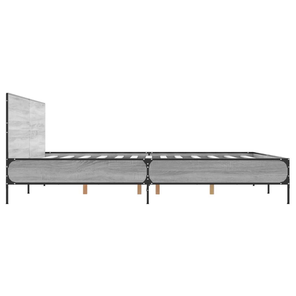 Sengeramme grå sonoma 180x200 cm konstruert tre og metall