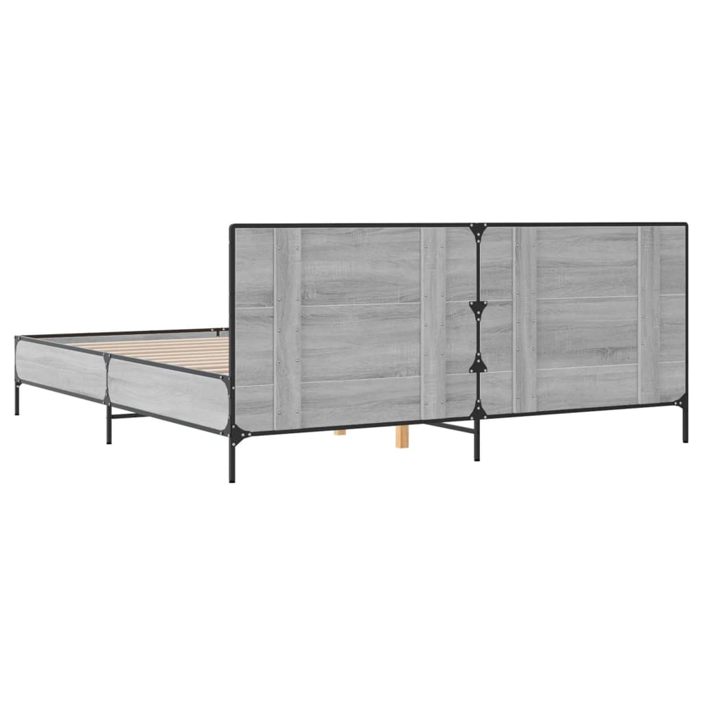 Sengeramme grå sonoma 180x200 cm konstruert tre og metall
