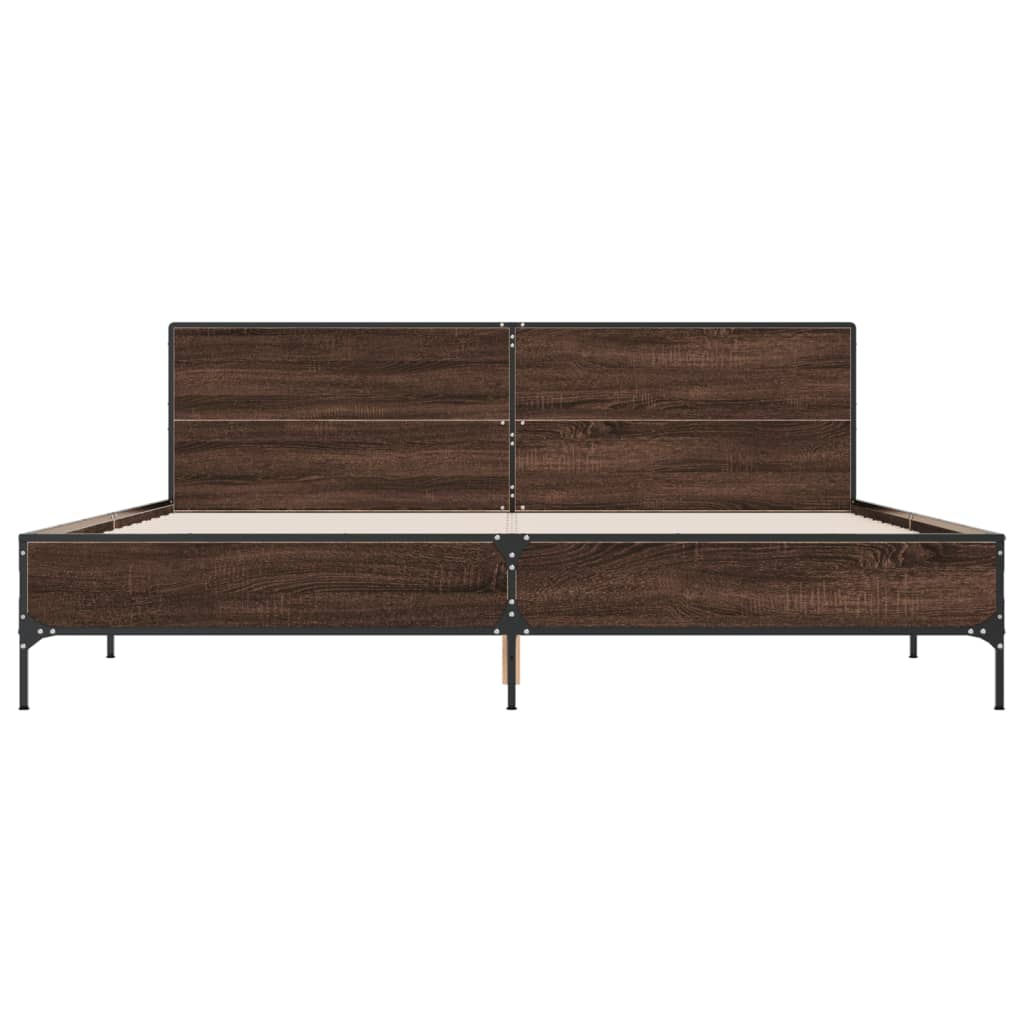 Sengeramme brun eik 180x200 cm konstruert tre og metall