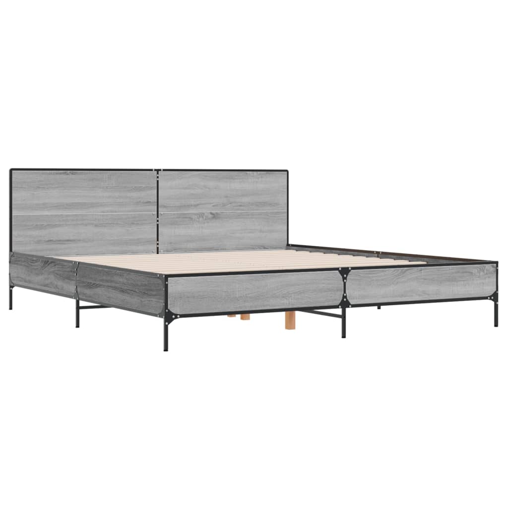 Sengeramme grå sonoma 200x200 cm konstruert tre og metall
